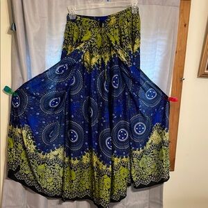 Blue and Green Patterned Women's loose fit pants
